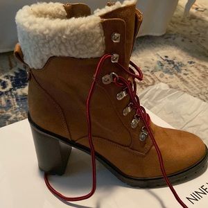 New Nine West Lace-up Brown Women Boots Size 9.5 M